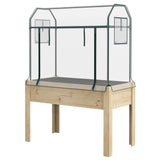 Raised Garden Bed with Plastic Greenhouse Cover & Liner for Herbs and Vegetables, 45" x 24" x 65" Natural