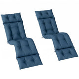 190x56x10cm Sun Lounger Cushions Set of 2 with 6 Ties, Thick 220gsm, Navy Blue