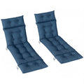 190x56x10cm Sun Lounger Cushions Set of 2 with 6 Ties, Thick 220gsm, Navy Blue