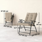 Set of 2 Folding Outdoor Dining Chairs with Adjustable Backrest, Khaki