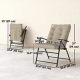 Set of 2 Folding Outdoor Dining Chairs with Adjustable Backrest, Khaki