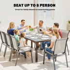 180 x 86 cm Garden Dining Table for 6-8 with Wood Slatted Top, Grey