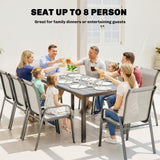 180 x 86 cm Garden Dining Table for 6-8 with Wood Slatted Top, Grey