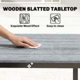 180 x 86 cm Garden Dining Table for 6-8 with Wood Slatted Top, Grey