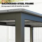 180 x 86 cm Garden Dining Table for 6-8 with Wood Slatted Top, Grey