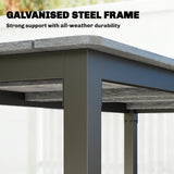 180 x 86 cm Garden Dining Table for 6-8 with Wood Slatted Top, Grey