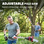 18V 8" Cordless Pole Chainsaw with 2 Batteries and Charger