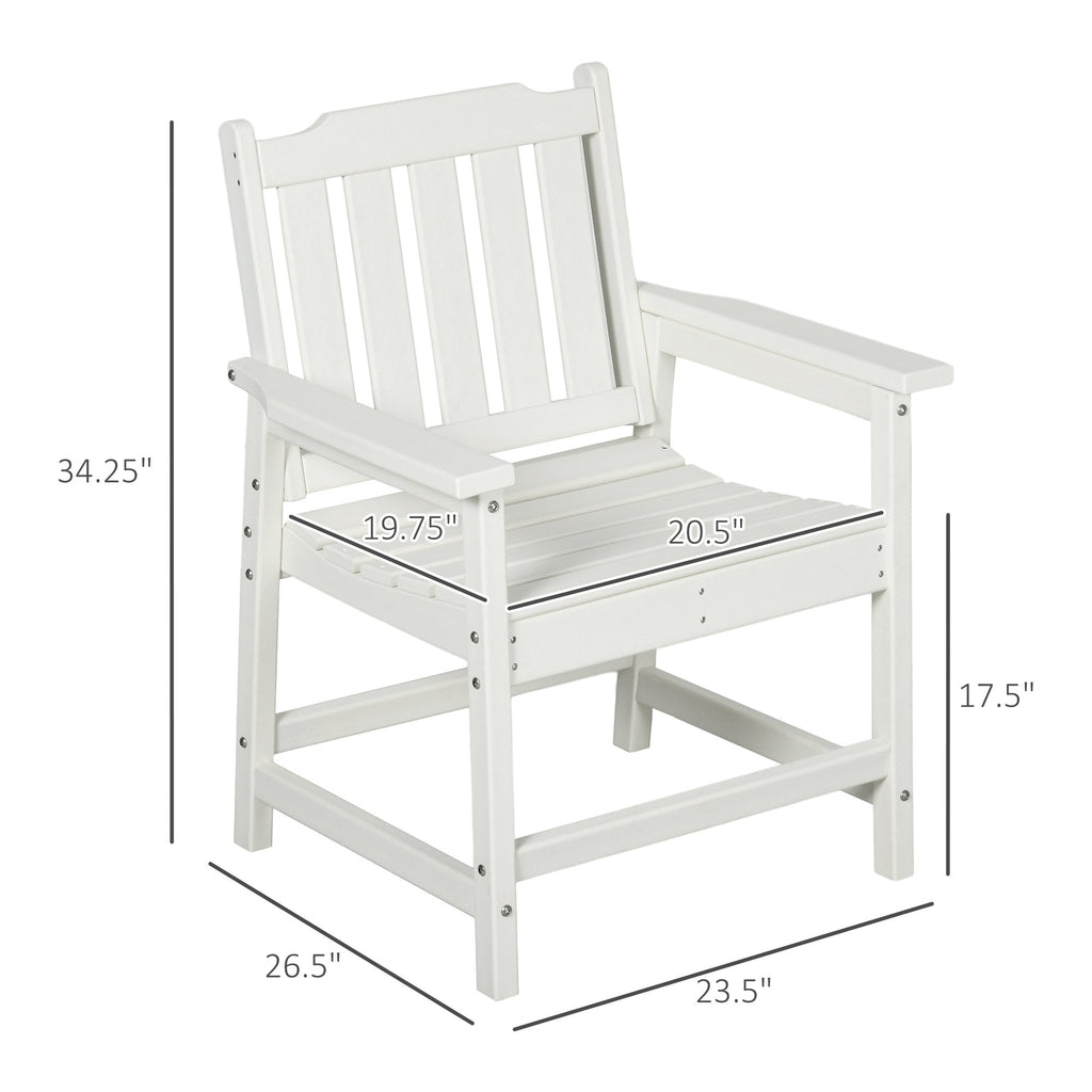 HDPE All-Weather Patio Dining Chair for Garden, Backyard, Deck, Porch, Lawn, White