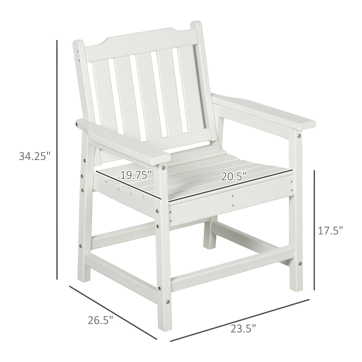 HDPE All-Weather Patio Dining Chair for Garden, Backyard, Deck, Porch, Lawn, White