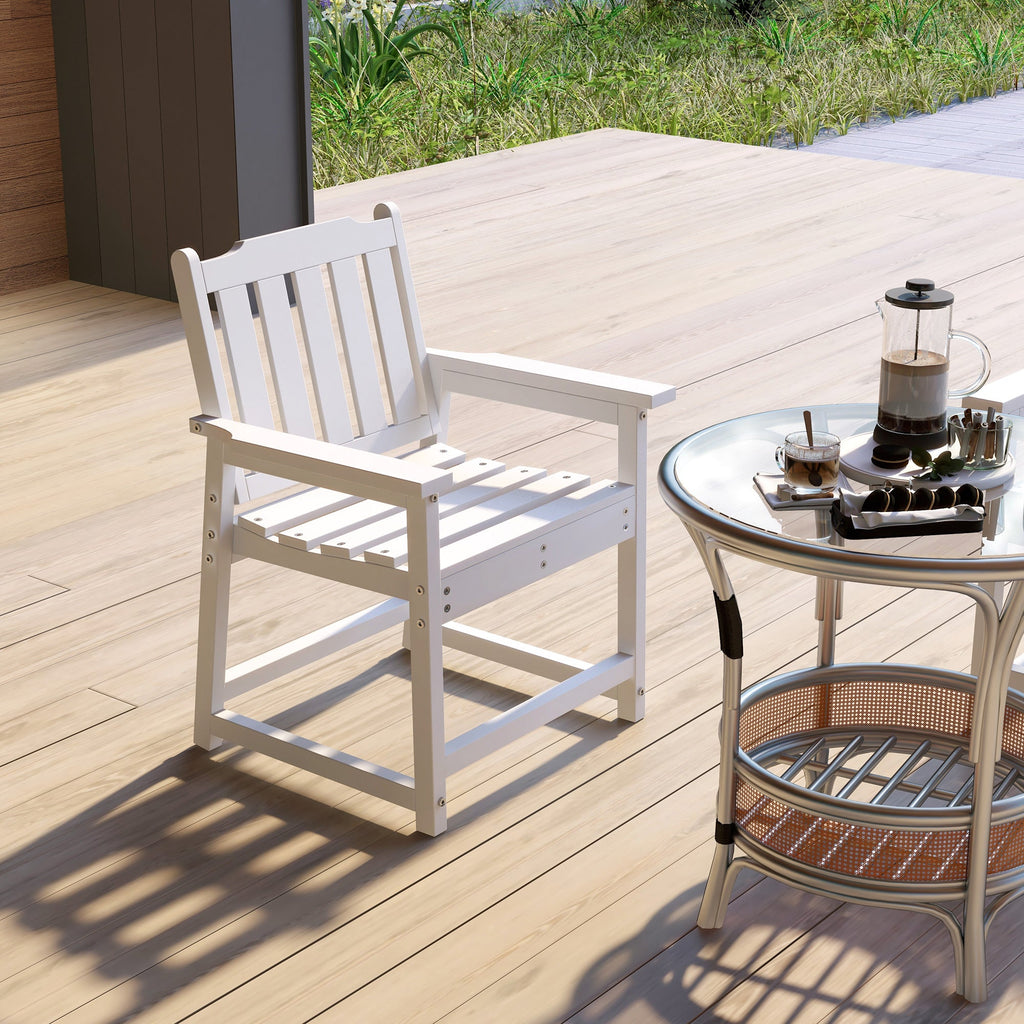 HDPE All-Weather Patio Dining Chair for Garden, Backyard, Deck, Porch, Lawn, White