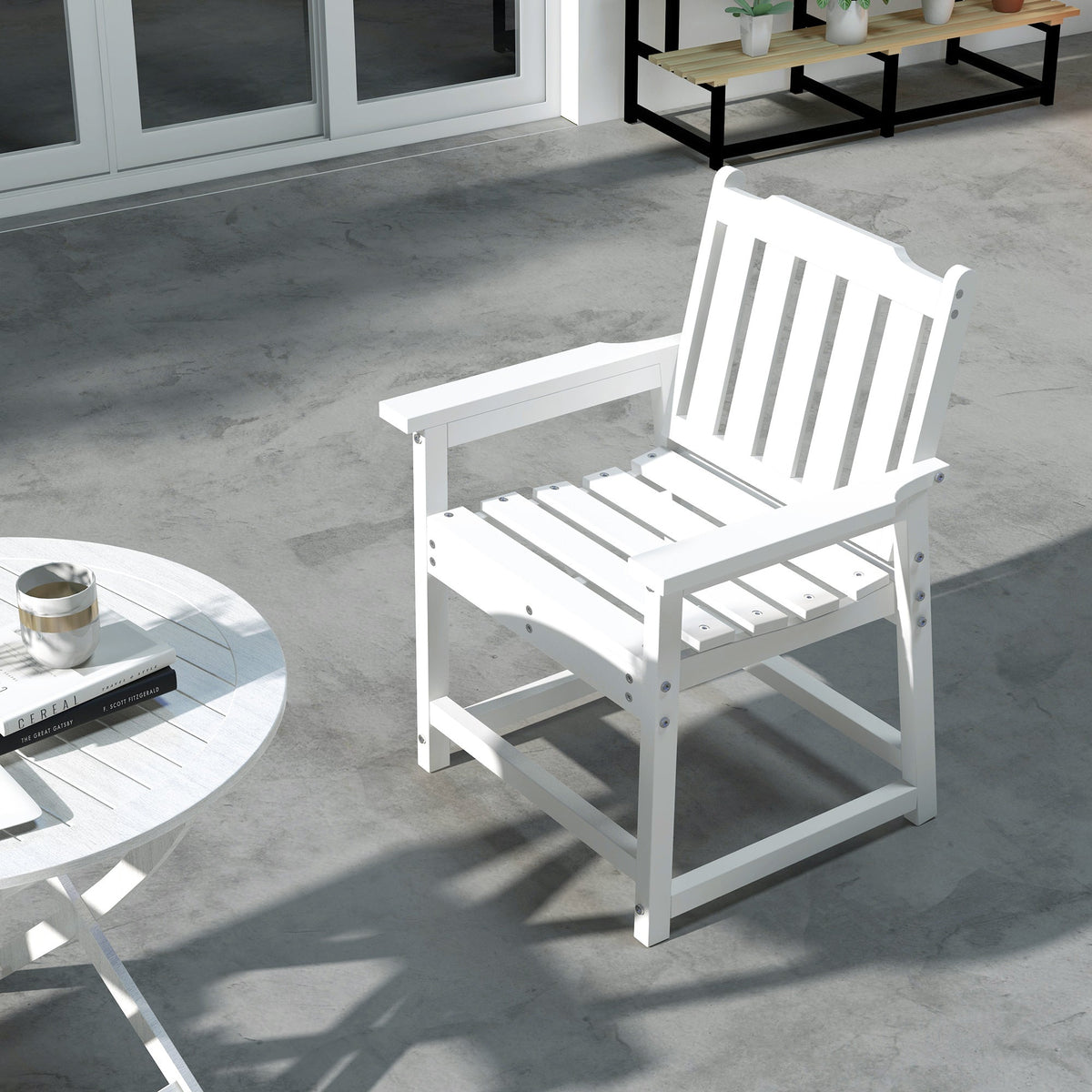 HDPE All-Weather Patio Dining Chair for Garden, Backyard, Deck, Porch, Lawn, White