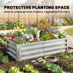 Galvanized Raised Garden Bed for Vegetables, Herbs & Succulents, 4' x 2' x 1' Metal Planter Box in Silver