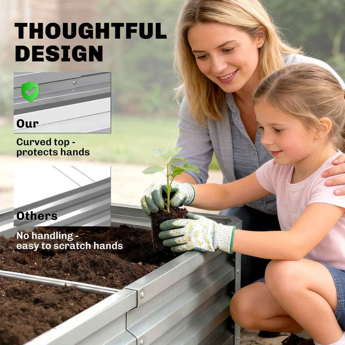 Galvanized Raised Garden Bed for Vegetables, Herbs & Succulents, 4' x 2' x 1' Metal Planter Box in Silver