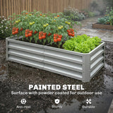 Galvanized Raised Garden Bed for Vegetables, Herbs & Succulents, 4' x 2' x 1' Metal Planter Box in Silver
