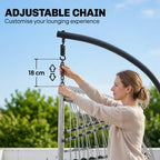 Hanging Egg Chair with Foldable Metal Stand, Thick Cushion, Light Grey