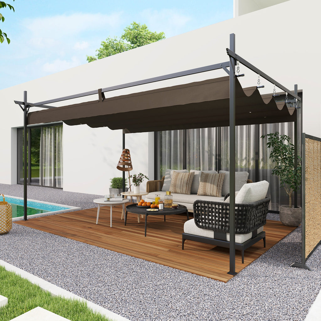 10' x 13' Retractable Pergola Canopy, Brown