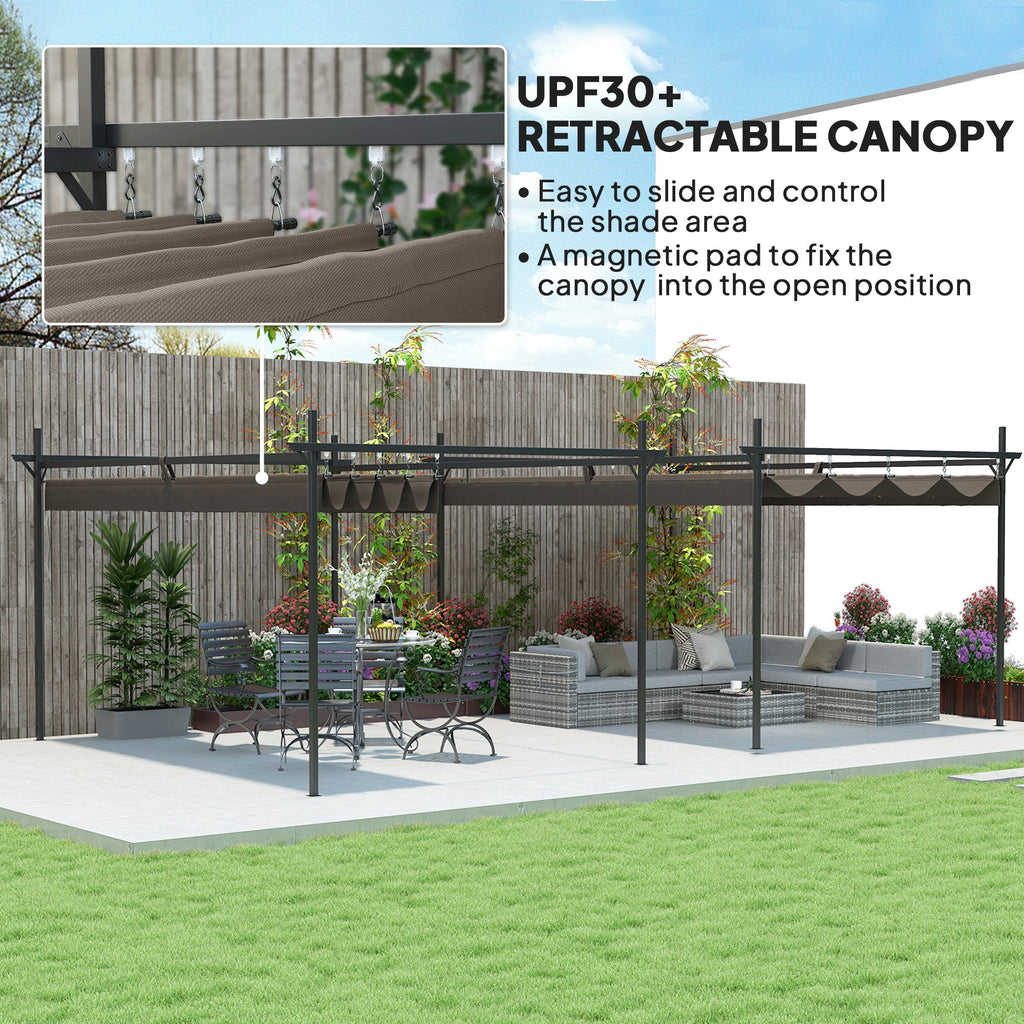 10' x 13' Retractable Pergola Canopy, Brown