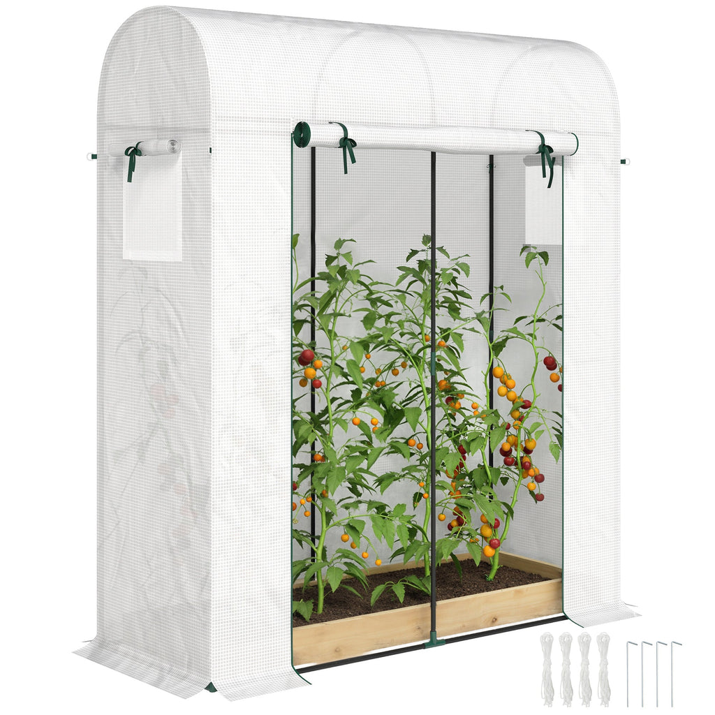 6' x 2' x 6.6' Mini Greenhouse with Roll-up Door, White