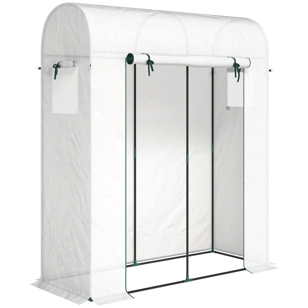 6' x 2' x 6.6' Mini Greenhouse with Roll-up Door, White