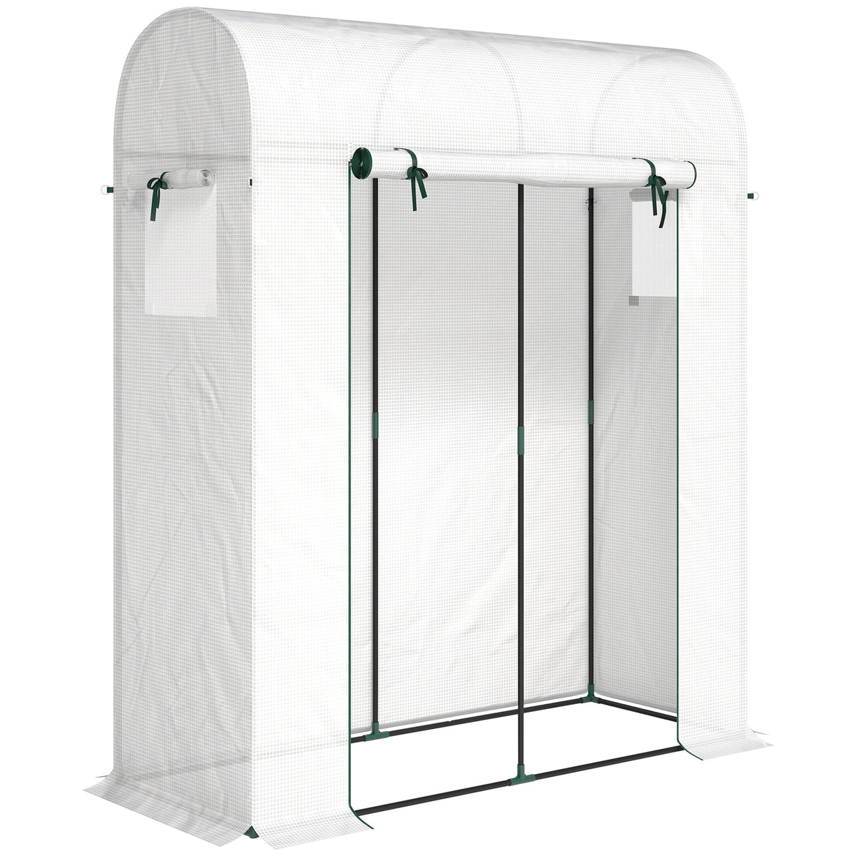 6' x 2' x 6.6' Mini Greenhouse with Roll-up Door, White