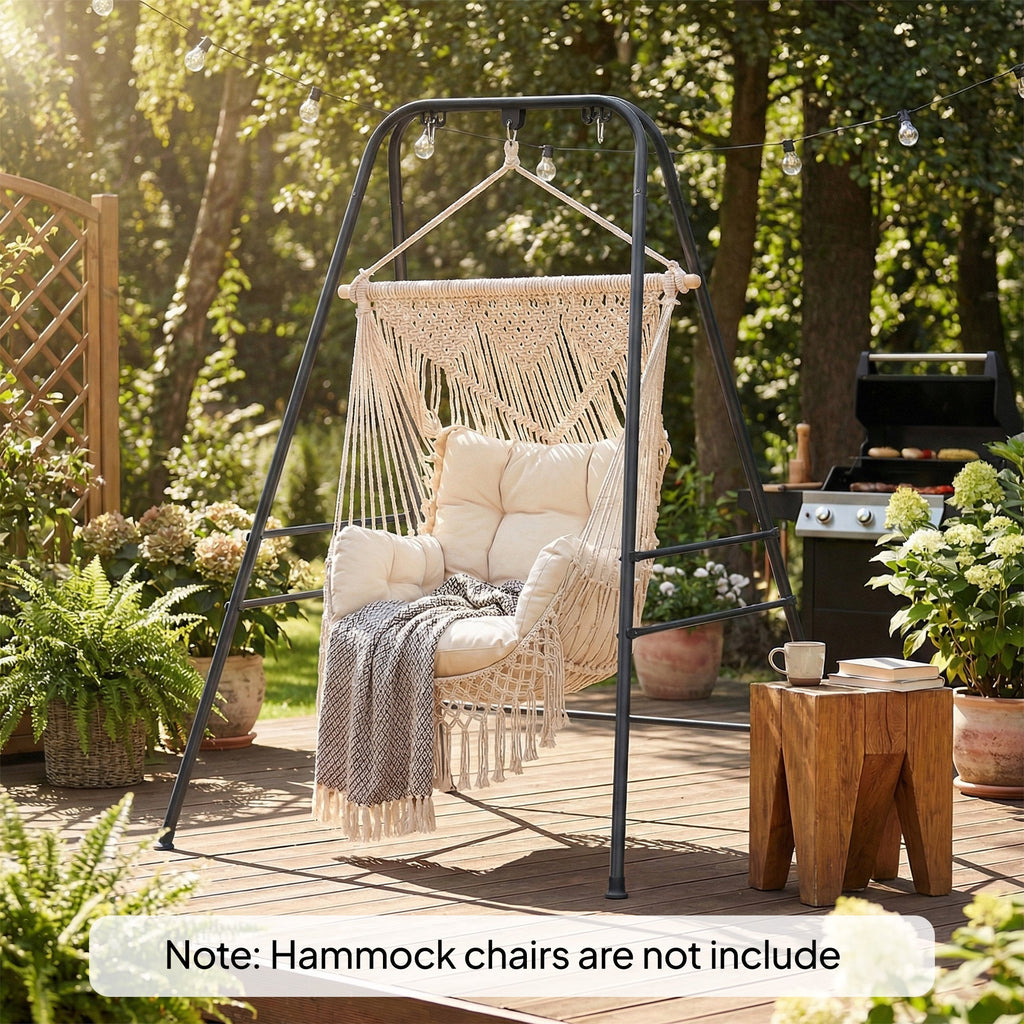 Hammock Chair Stand with Anti-Slip Pads and 2 Carabiners, Black