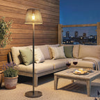 Outdoor Solar Floor Lamp with Light Sensor, Adjustable Height, Black
