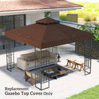10' x 10' 2-Tier Gazebo Replacement Canopy Top Cover, Coffee