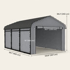 Onward 10' x 15' Heavy Duty Metal Carport with Galvanized Roof & Removable Sidewalls