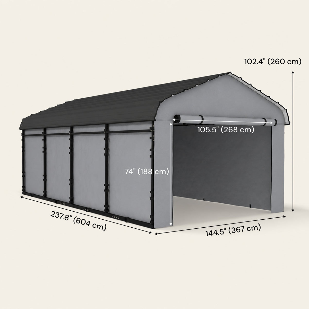 Onward 12' x 20' Heavy Duty Metal Carport with Galvanized Roof & Removable Sidewalls
