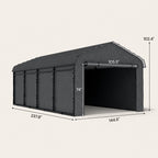 Onward 12' x 20' Heavy Duty Metal Carport with Galvanized Roof & Removable Sidewalls