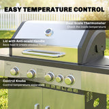 4+1 Burner Gas BBQ Grill with Side Burner and Storage Cabinet