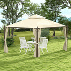 10' x 12' Steel Patio Gazebo with Privacy Curtains