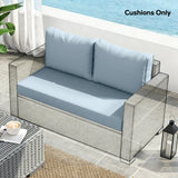 2 Seater Outdoor Seat Cushions with Backrest, Light Blue