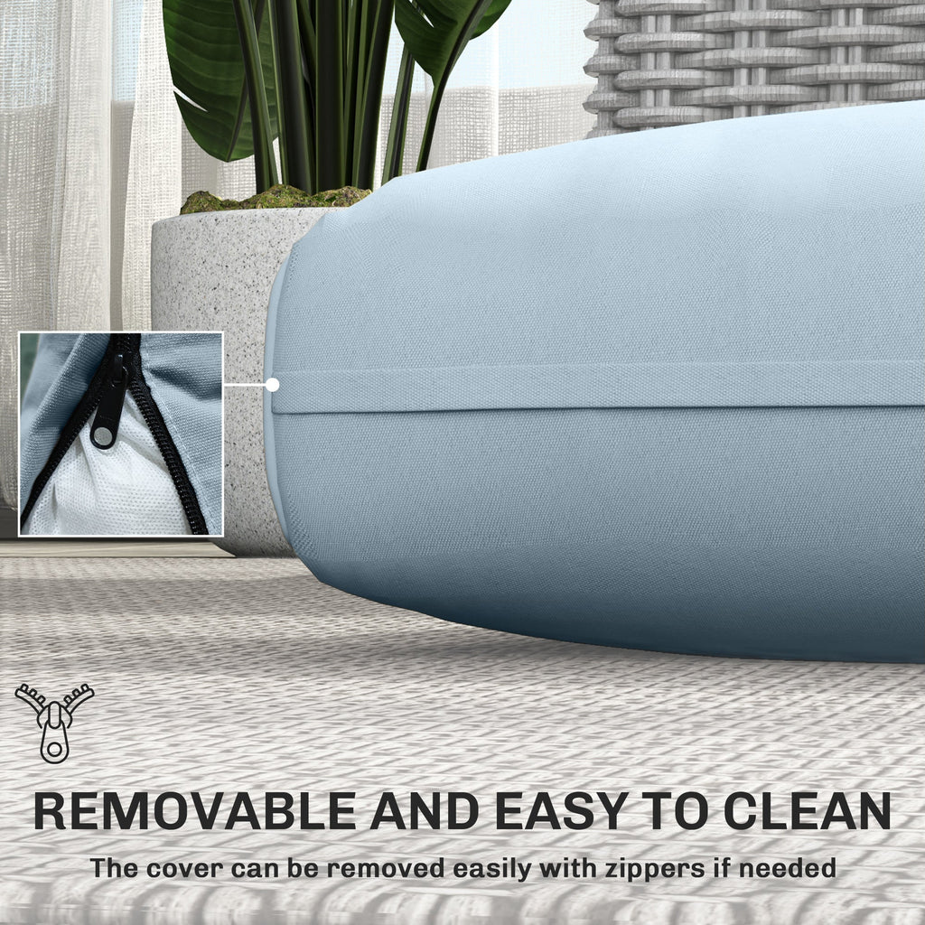 2 Seater Outdoor Seat Cushions with Backrest, Light Blue