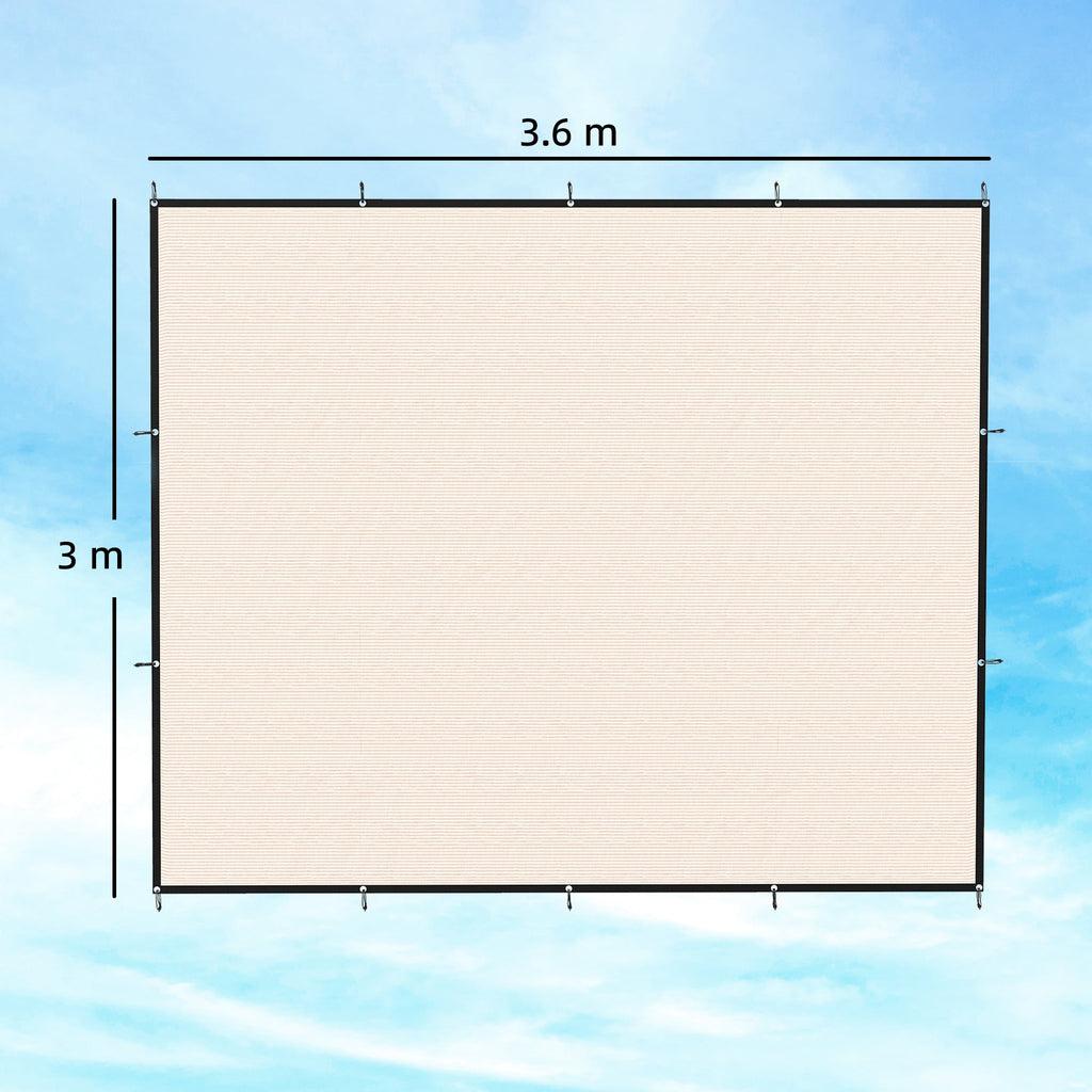 Rectangle Shade Sail 3 x 3.6 m Beige with SS Eyelets & Bungee Cords, UV-blocking
