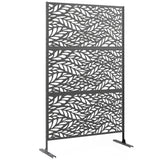 78" x 48" Metal Outdoor Privacy Screen, Willow Branch Design, Black