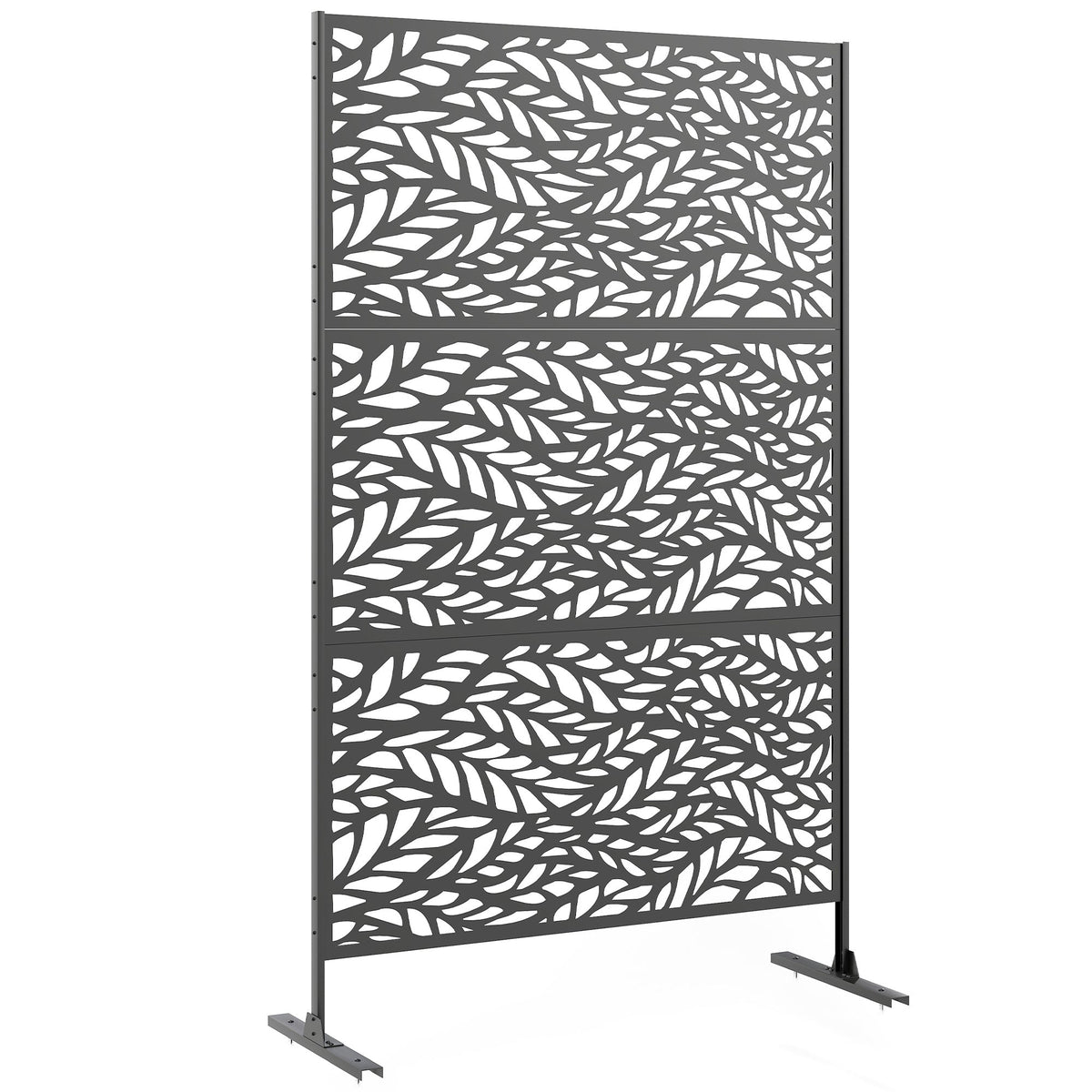 78" x 48" Metal Outdoor Privacy Screen, Willow Branch Design, Black