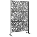 78" x 48" Metal Outdoor Privacy Screen, Willow Branch Design, Black