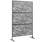 78" x 48" Metal Outdoor Privacy Screen, Willow Branch Design, Black