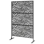 78" x 48" Metal Outdoor Privacy Screen, Willow Branch Design, Black