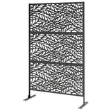 78" x 48" Metal Outdoor Privacy Screen, Willow Branch Design, Black