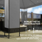 10 x 10 ft Canopy Gazebo with Double Roof and Screen Panels, Light Grey