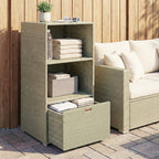 Pool Towel Rack with 2 Shelves and Basket Drawer, PE Rattan, Gradient Gray