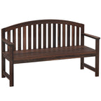 2 Seater Wooden Garden Bench with Armrests, Carbonised Finish