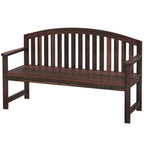 2 Seater Wooden Garden Bench with Armrests, Carbonised Finish