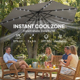 9.7 ft Cantilever Patio Umbrella with Solar LED Light and Cover, Grey