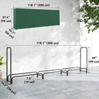 10 ft Heavy Duty Firewood Rack with Waterproof Cover & Steel Chains, Dark Green