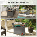Outdoor Bar Cart with Storage Cabinet, Dark Gray