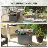 Outdoor Bar Cart with Storage Cabinet, Dark Gray