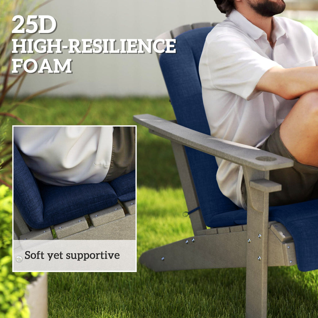 4-Piece Adirondack Chair Cushion Set with Ties, Navy Blue